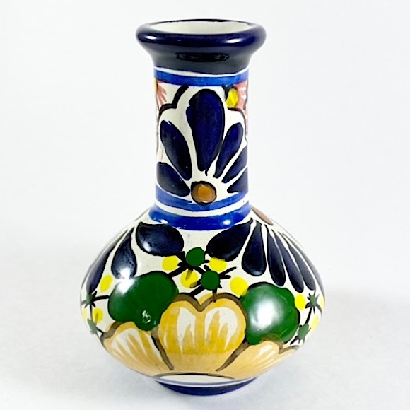Hand painted Mexican stoneware vase